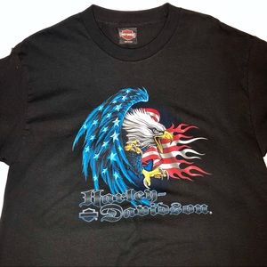 Harley Davidson T-shirt, lg, black with eagle/flag